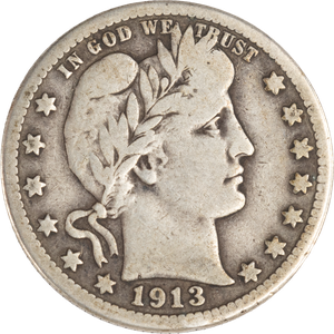 Quarter Dollar - Barber - 1913-D VG Main Image