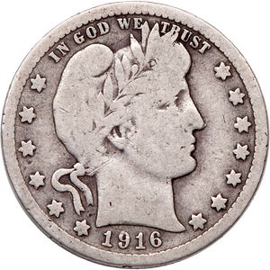 1916 Barber Silver Quarter Main Image