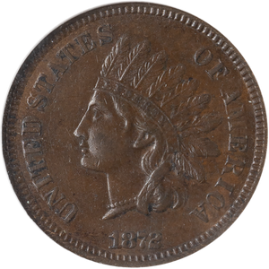 1872 Indian Head Cent ANACS         AU53 Main Image