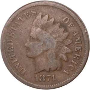 1874 Indian Head Cent, Variety 3, Bronze Main Image