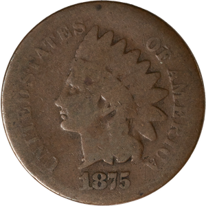 1875 Indian Head Cent, Variety 3, Bronze Main Image