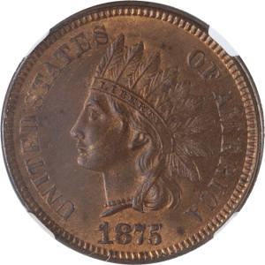 1875 Indian Head Cent, Variety 3, Bronze Main Image