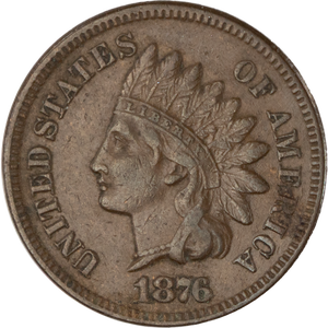 1876 Indian Head Cent, Variety 3, Bronze XF#2 Main Image