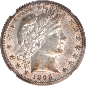 1893-O Barber Slv Half Dollar NGC   AU58 Main Image