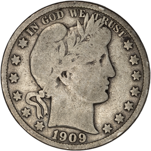 1909-S Barber Half Dollar VG Main Image