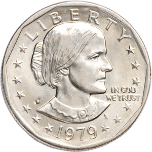 1979-P Susan B. Anthony Dollar, Narrow Rim (Far Date) MS60 Main Image