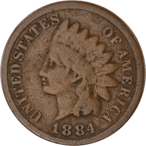 1884 Indian Head Cent, Variety 3, Bronze Main Image