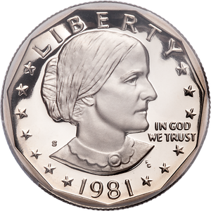 1981-S Susan B. Anthony Dollar Type 2 Flat S Main Image