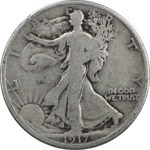 1917-S Liberty Walking Silver Half Dollar, Reverse Main Image
