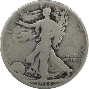 1918-D Lib Walking Silver 50C PCGS  A55+ Main Image