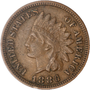 1886 Indian Head Cent, Variety 3, Bronze, Obverse 1 Main Image