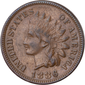 1886 Indian Head Cent, Variety 3, Bronze, Obverse 1 Main Image