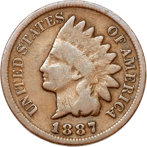 1887 Indian Head Cent, Variety 3, Bronze Main Image