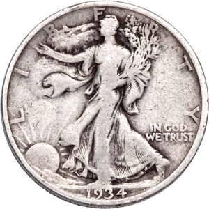 1934-D Liberty Walking Half Dollar VG Main Image