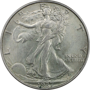 1937 Liberty Walking Half Dollar AU50 Main Image