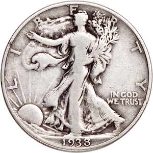 1938-D Liberty Walking Silver Half Dollar Main Image