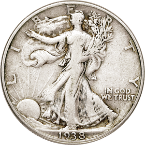 1938-D Liberty Walking Half Dollar, Fine #2 Main Image
