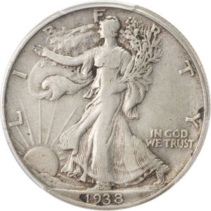 1938-D Liberty Walking Silver Half Dollar Main Image