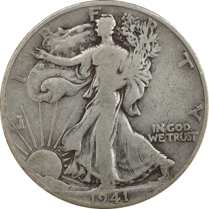 1941-D Liberty Walking Half Dollar VG Main Image