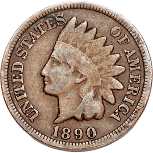 1890 Indian Head Cent, Variety 3, Bronze CIRC Main Image