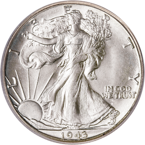 1943-D Liberty Walking Half Dollar MS65 Main Image