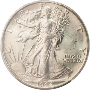 1944-D Lib Walking Silver 50C ANACS MS64 Main Image