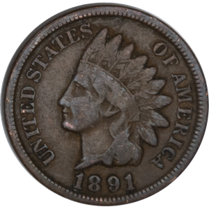 1891 Indian Head Cent, Variety 3, Bronze CIRC Main Image