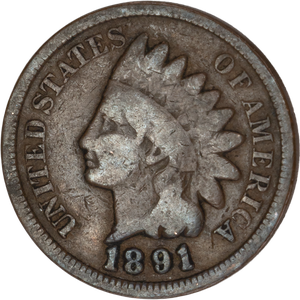 1891 Indian Head Cent, Variety 3, Bronze Main Image
