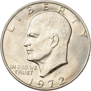 1972 Eisenhower Dollar, Copper-Nickel Clad MS60 Main Image