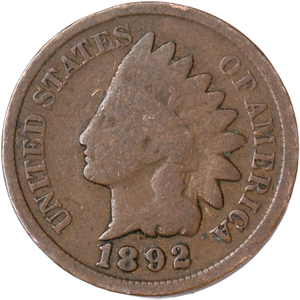 1892 Indian Head Cent, Variety 3, Bronze G Main Image