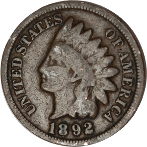 1892 Indian Head Cent, Variety 3, Bronze Main Image