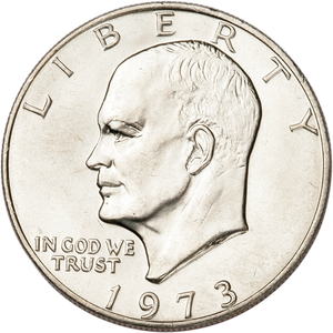1973 Eisenhower Dollar, Copper-Nickel Clad MS60 Main Image