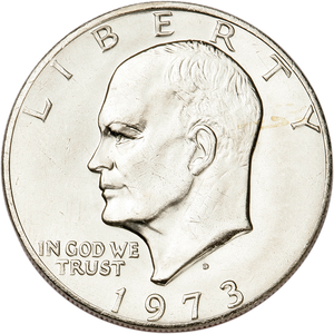 1973-D Eisenhower Dollar, Copper-Nickel Clad MS60 Main Image