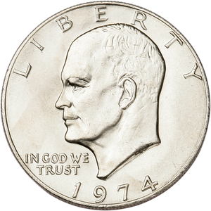 1974 Eisenhower Dollar, Copper-Nickel Clad MS60 Main Image