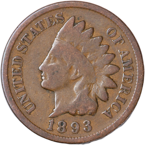 1893 Indian Head Cent, Variety 3, Bronze G Main Image