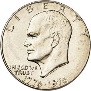 1976 Eisenhower Dollar, Copper-Nickel Clad, Variety 1 MS60 Main Image