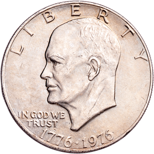 1976 Eisenhower Dollar, Copper-Nickel Clad, Variety 2 MS60 Main Image