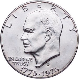 1976-S Eisenhower Dollar, Silver Clad, Bicentennial, Variety 1 MS60 Main Image