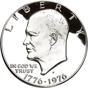 1976-S Eisenhower Dollar, Silver Clad Proof, Variety 1 Main Image