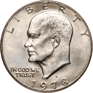 USDビンテージ1977★スターリングシルバー製★ロンドン★シルエットアート 1977 Eisenhower Dollar, Copper-Nickel Clad MS60 | Littleton Coin