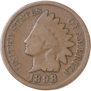 1898 Indian Head Cent, Variety 3, Bronze G Main Image