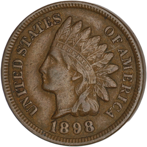 1898 Indian Head Cent, Variety 3, Bronze VF Main Image