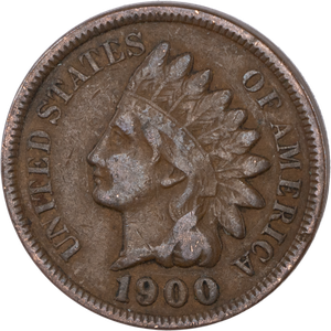 1900 Indian Head Cent, Variety 3, Bronze VG Main Image