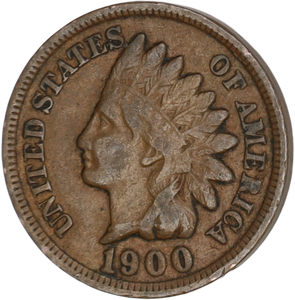 1900 Indian Head Cent, Variety 3, Bronze F Main Image