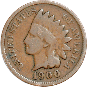 1900 Indian Head Cent, Variety 3, Bronze CIRC Main Image