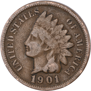 1901 Indian Head Cent, Variety 3, Bronze G Main Image