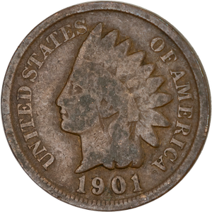 1901 Indian Head Cent, Variety 3, Bronze Main Image