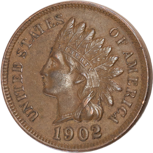1902 Indian Head Cent, Variety 3, Bronze XFAU Main Image