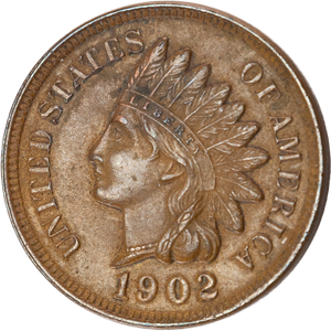 1902 Indian Head Cent, Variety 3, Bronze Main Image