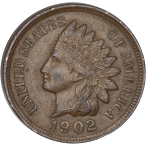 1902 Indian Head Cent, Variety 3, Bronze AU#2 Main Image